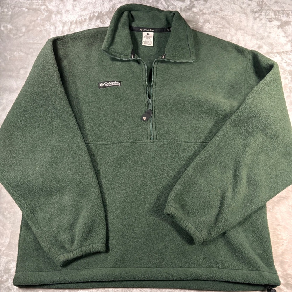 Columbia Mens Green Quarter Zip Fleece Pullover Jacket M Forest Green Outdoor